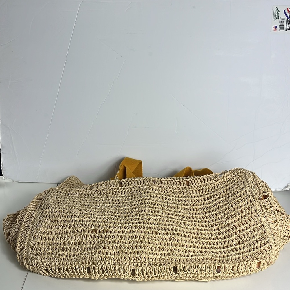 Universal Thread Cream/ Yellow Straps Crochet Tot… - image 3